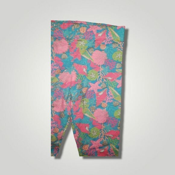 Cynthia Rowley Pink and blue sea horse and starfish Capri legging size 7 8 - Picture 2 of 4